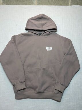 White Fox Hoodie in Mauve Taupe with White Logo size S/M